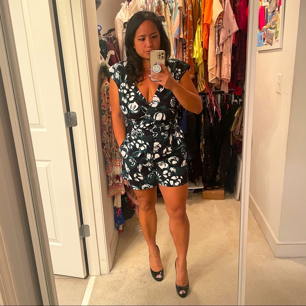 Club Monaco Black Print Romper